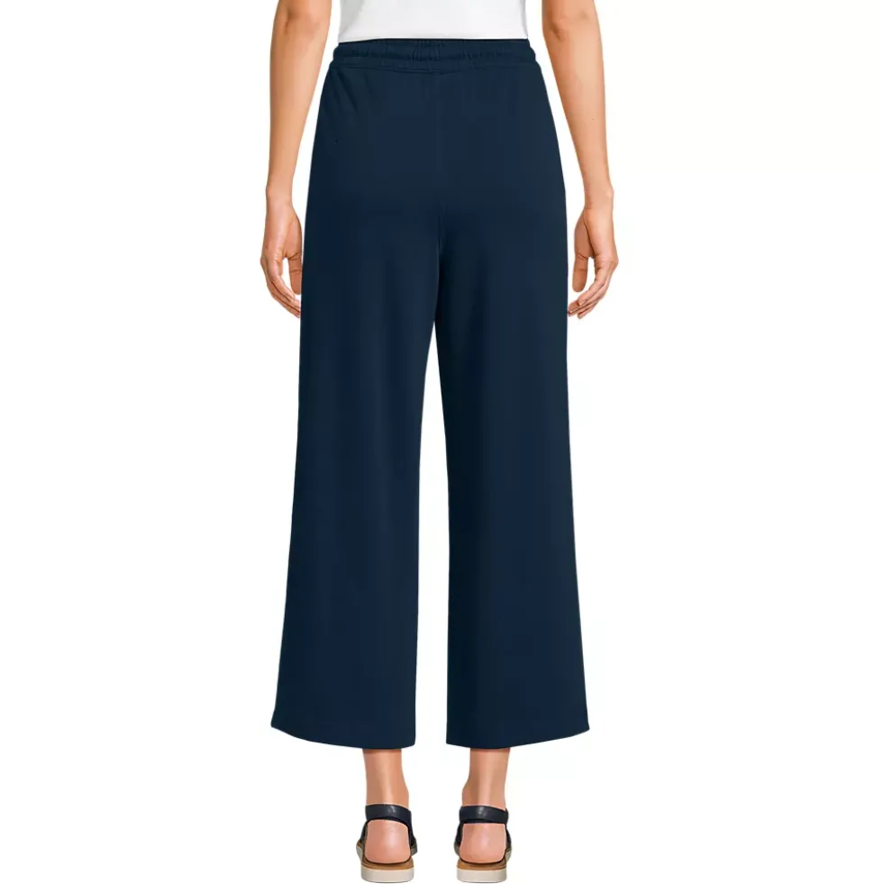 Women's Sport Knit Elastic Waist Wide Leg Crop Pants