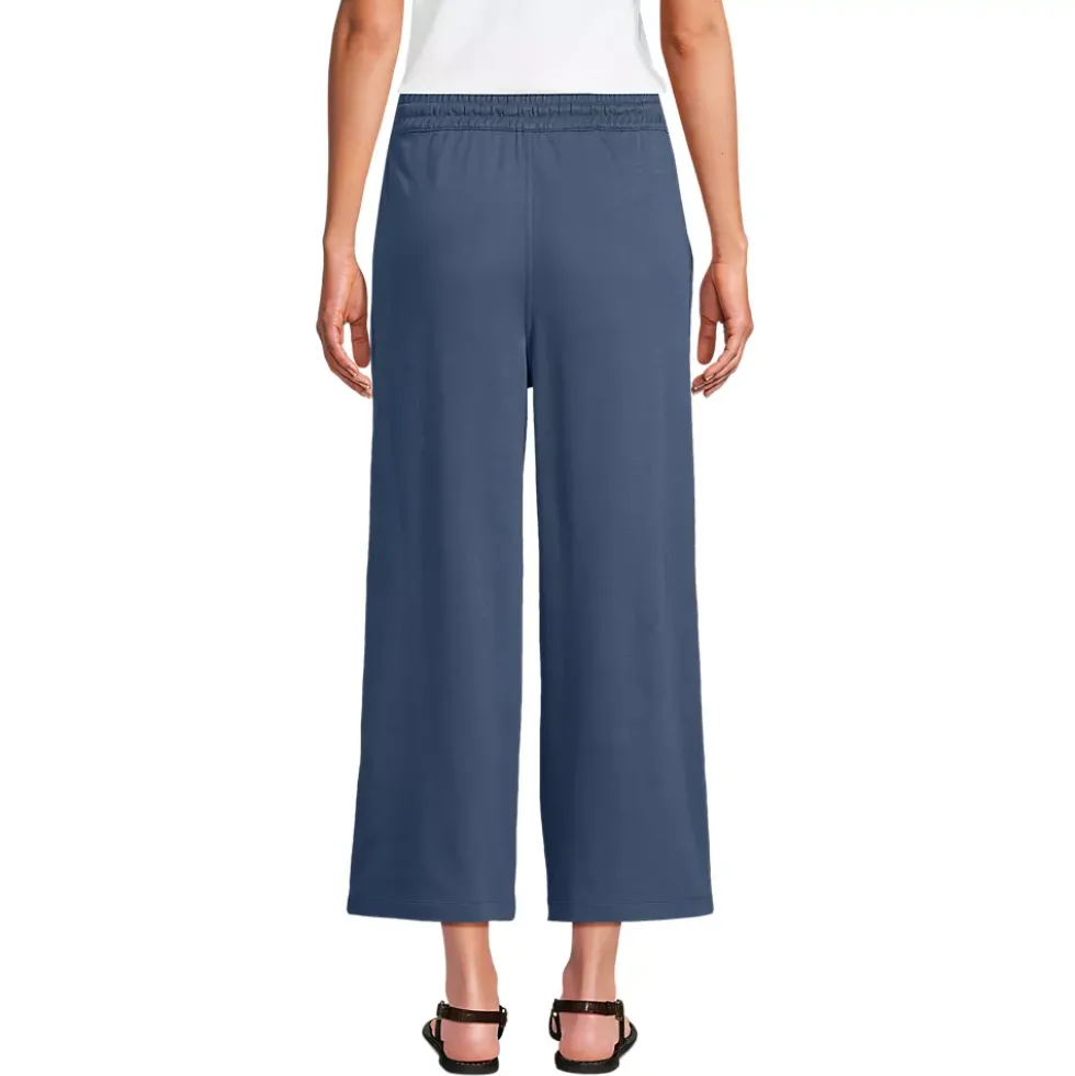 Women's Sport Knit Elastic Waist Wide Leg Crop Pants