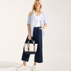 Women's Sport Knit Elastic Waist Wide Leg Crop Pants