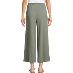 Women's Sport Knit Elastic Waist Wide Leg Crop Pants