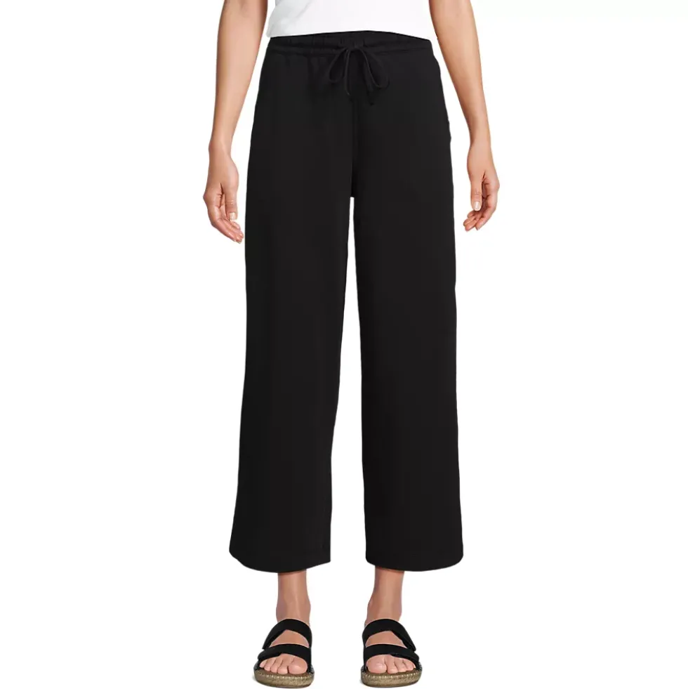 Women's Sport Knit Elastic Waist Wide Leg Crop Pants