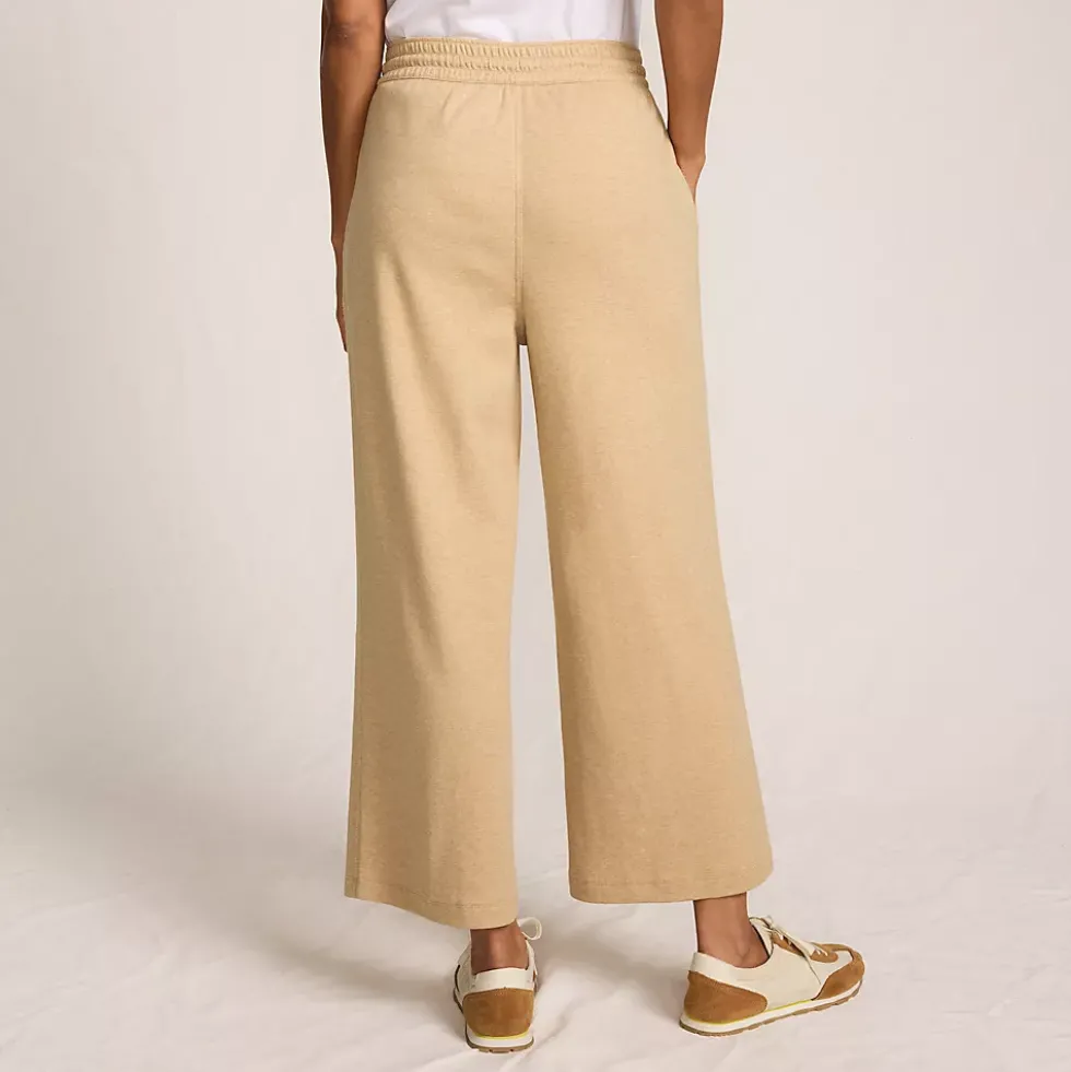 Women's Sport Knit Elastic Waist Wide Leg Crop Pants