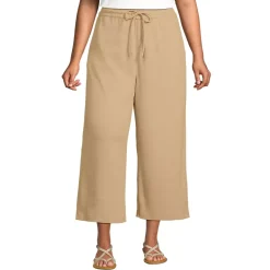 Women's Sport Knit Elastic Waist Wide Leg Crop Pants