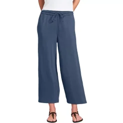 Women's Sport Knit Elastic Waist Wide Leg Crop Pants