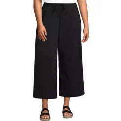 Women's Sport Knit Elastic Waist Wide Leg Crop Pants