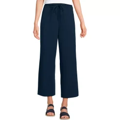 Women's Sport Knit Elastic Waist Wide Leg Crop Pants