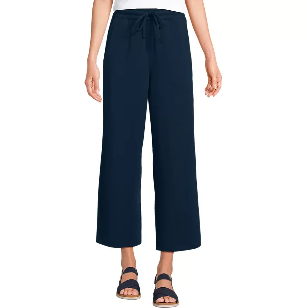Women's Sport Knit Elastic Waist Wide Leg Crop Pants