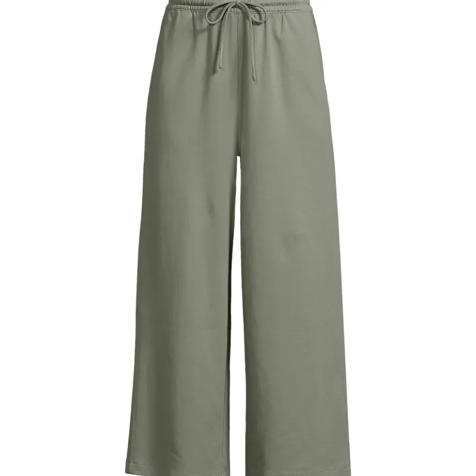 Women's Sport Knit Elastic Waist Wide Leg Crop Pants