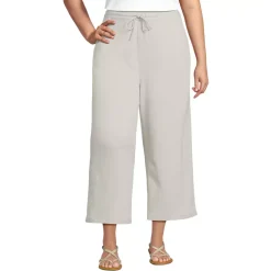 Women's Sport Knit Elastic Waist Wide Leg Crop Pants