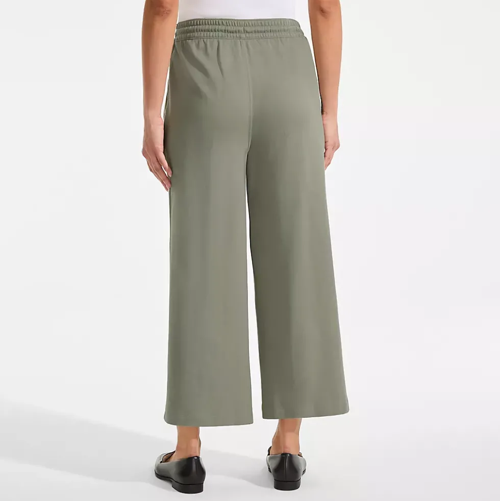 Women's Sport Knit Elastic Waist Wide Leg Crop Pants