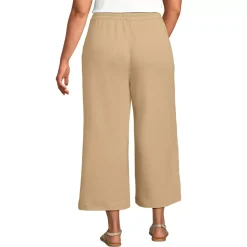 Women's Sport Knit Elastic Waist Wide Leg Crop Pants