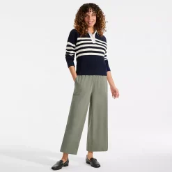 Women's Sport Knit Elastic Waist Wide Leg Crop Pants