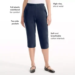 Women's Sport Knit High Rise Elastic Waist Capri Pants