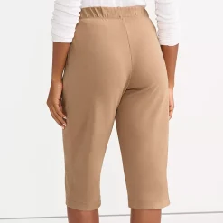 Women's Sport Knit High Rise Elastic Waist Capri Pants