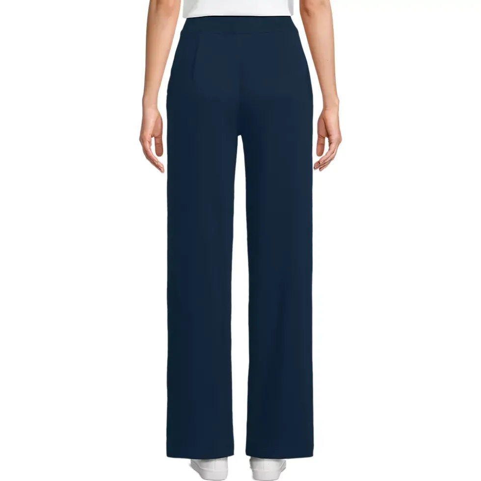 Women's Sport Knit High Rise Pleated Wide Leg Pants