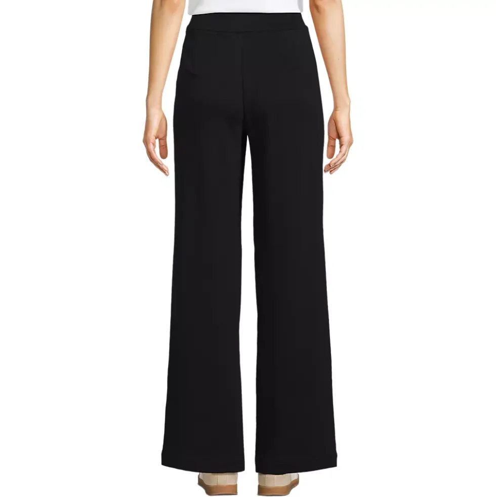 Women's Sport Knit High Rise Pleated Wide Leg Pants
