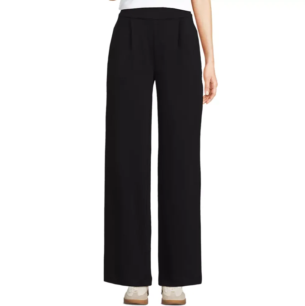 Women's Sport Knit High Rise Pleated Wide Leg Pants