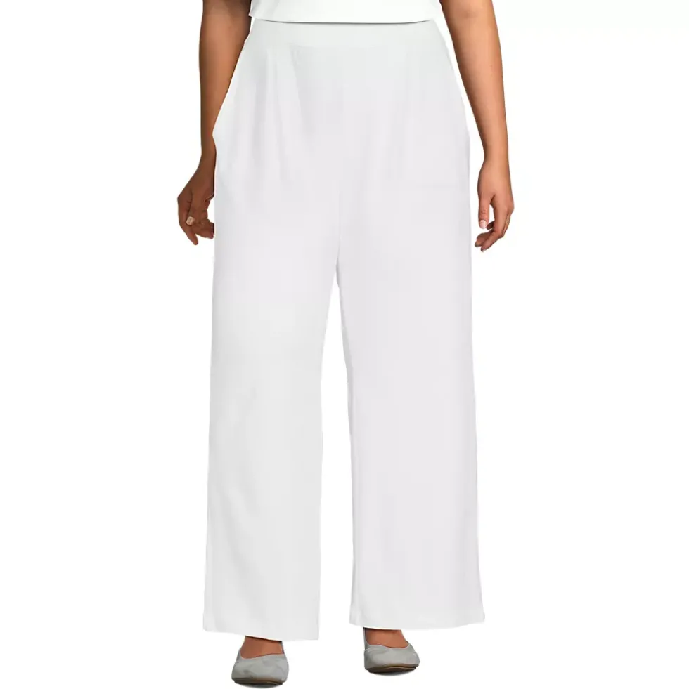 Women's Sport Knit High Rise Pleated Wide Leg Pants