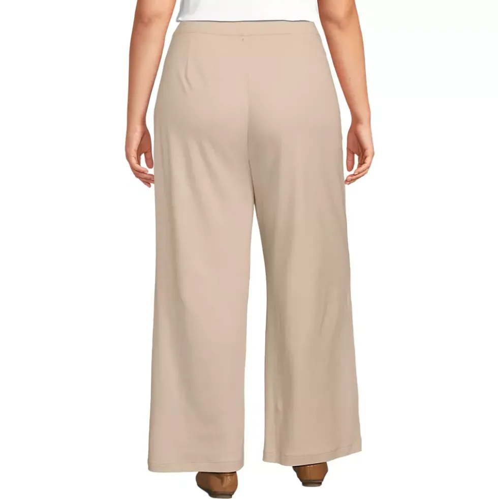 Women's Sport Knit High Rise Pleated Wide Leg Pants