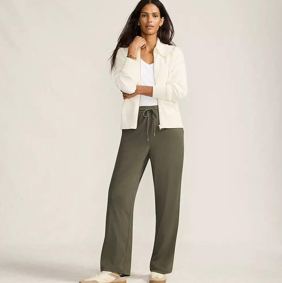Women's Sport Knit High Rise Pull On Relaxed Straight Leg Pants