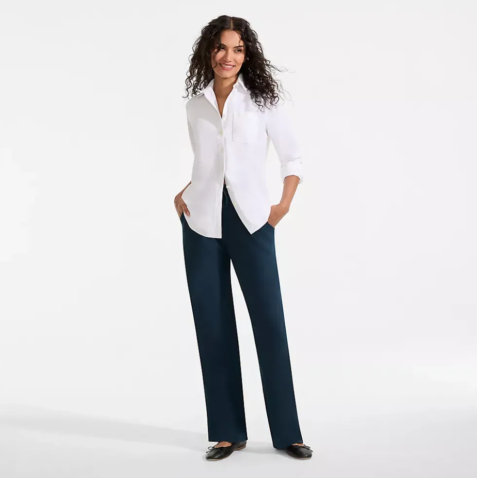 Women's Sport Knit High Rise Pull On Relaxed Straight Leg Pants