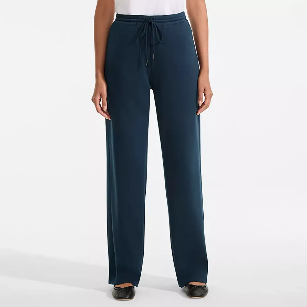 Women's Sport Knit High Rise Pull On Relaxed Straight Leg Pants