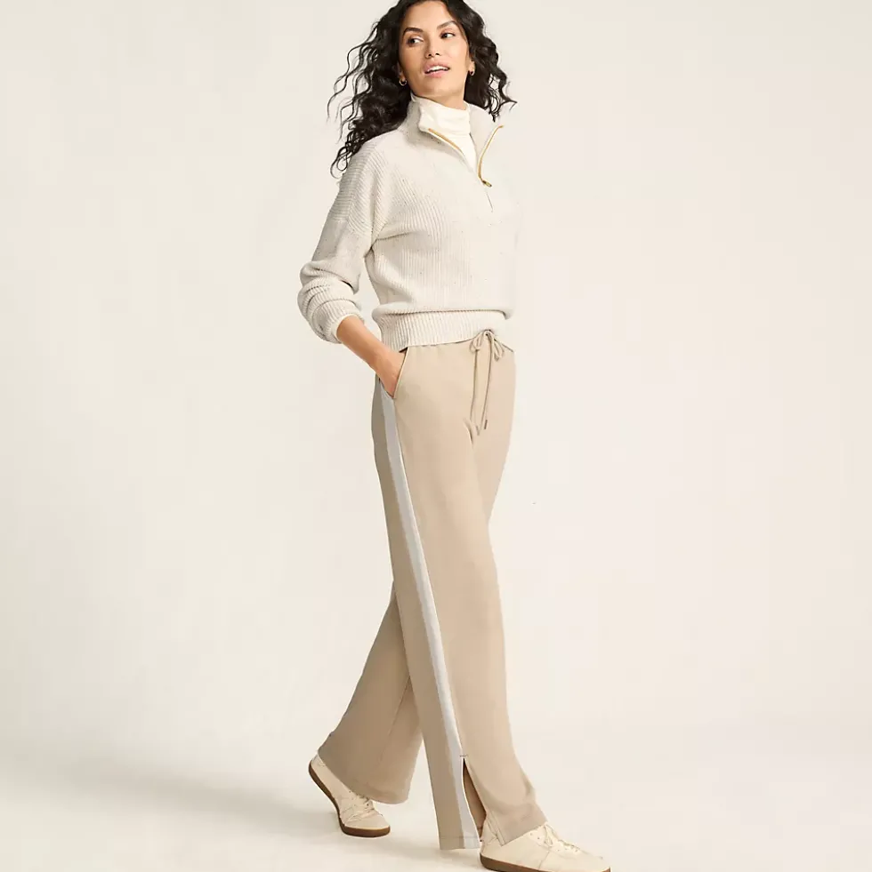 Women's Sport Knit High Rise Relaxed Straight Leg Side Stripe Pants