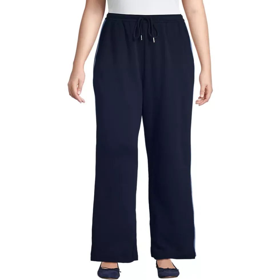 Women's Sport Knit High Rise Relaxed Straight Leg Side Stripe Pants