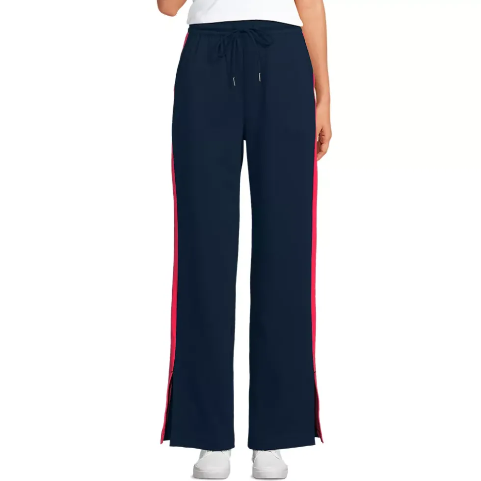 Women's Sport Knit High Rise Relaxed Straight Leg Side Stripe Pants