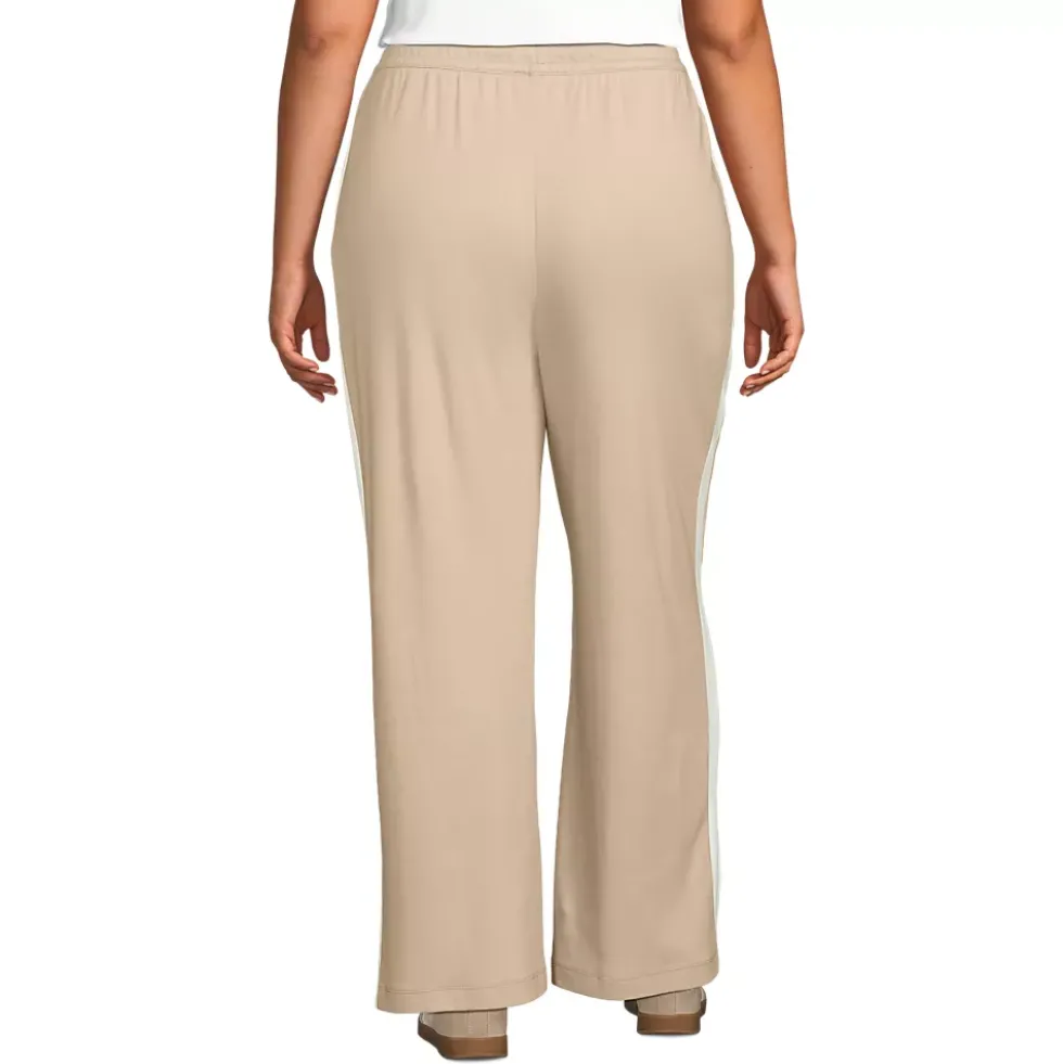 Women's Sport Knit High Rise Relaxed Straight Leg Side Stripe Pants