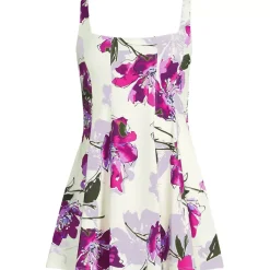 Women's Square Neck Corset Seamed Swim Dress