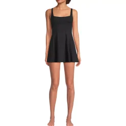 Women's Square Neck Corset Seamed Swim Dress