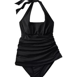 Women's Square Neck Halter Swim Dress One Piece Swimsuit