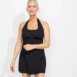 Women's Square Neck Halter Swim Dress One Piece Swimsuit