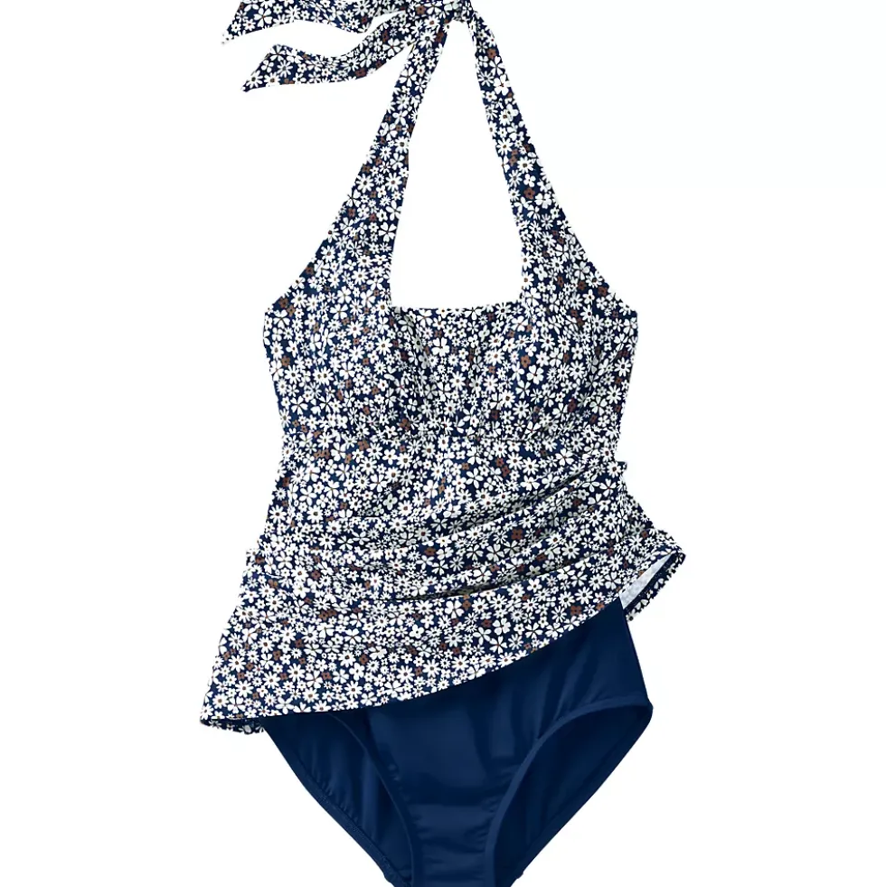 Women's Square Neck Halter Swim Dress One Piece Swimsuit
