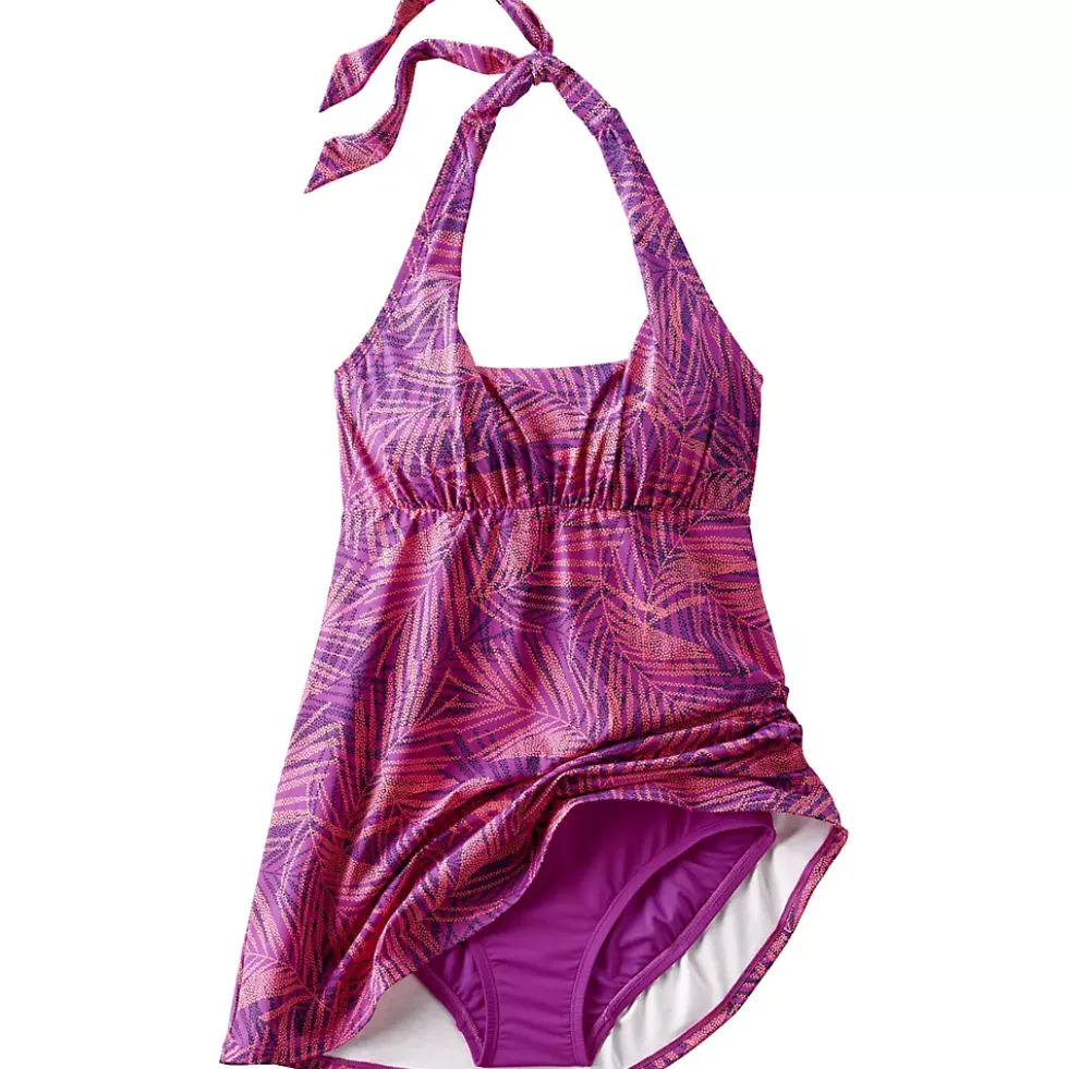 Women's Square Neck Halter Swim Dress One Piece Swimsuit