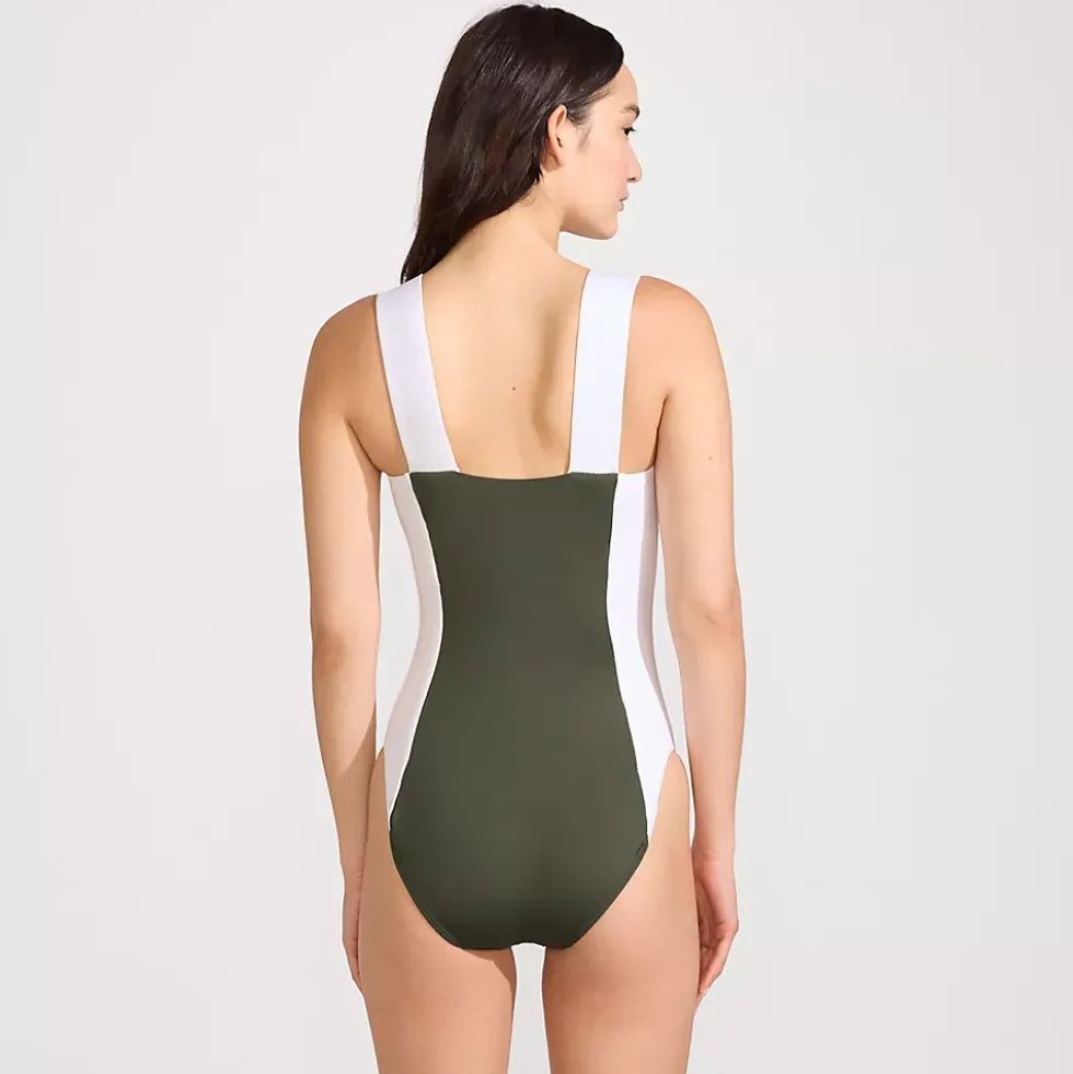 Women's Square Neck High Leg One Piece Swimsuit