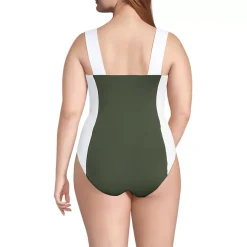 Women's Square Neck High Leg One Piece Swimsuit