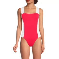 Women's Square Neck High Leg One Piece Swimsuit