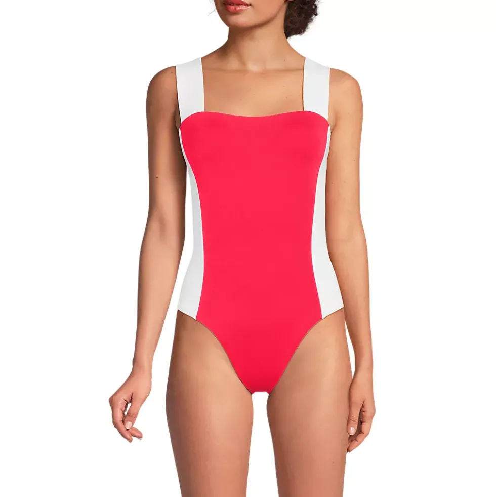 Women's Square Neck High Leg One Piece Swimsuit