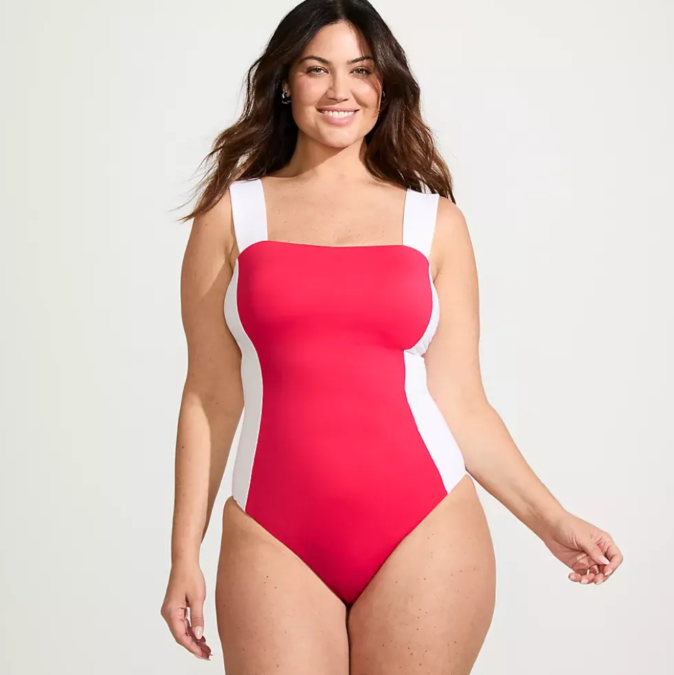 Women's Square Neck High Leg One Piece Swimsuit