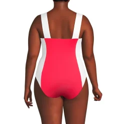 Women's Square Neck High Leg One Piece Swimsuit