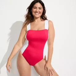 Women's Square Neck High Leg One Piece Swimsuit