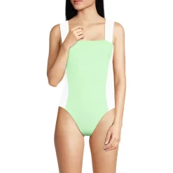 Women's Square Neck High Leg One Piece Swimsuit