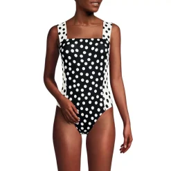Women's Square Neck High Leg One Piece Swimsuit