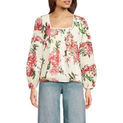 Women's Square Neck Pintuck Blouse