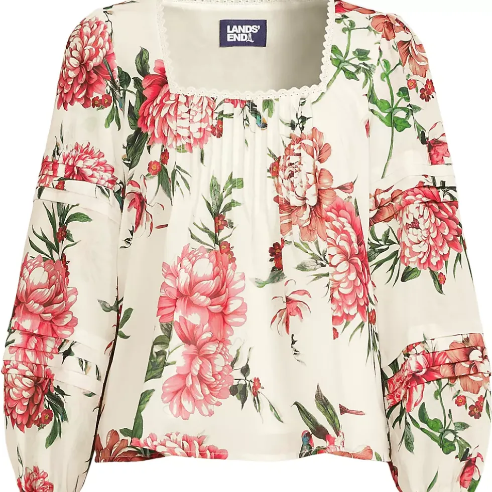 Women's Square Neck Pintuck Blouse