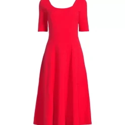 Women's Starfish Elbow Sleeve Midi Fit and Flare Dress