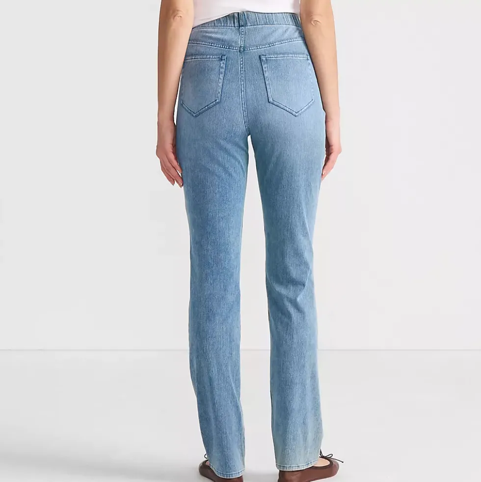 Women's Starfish High Rise Knit Denim Straight Jeans