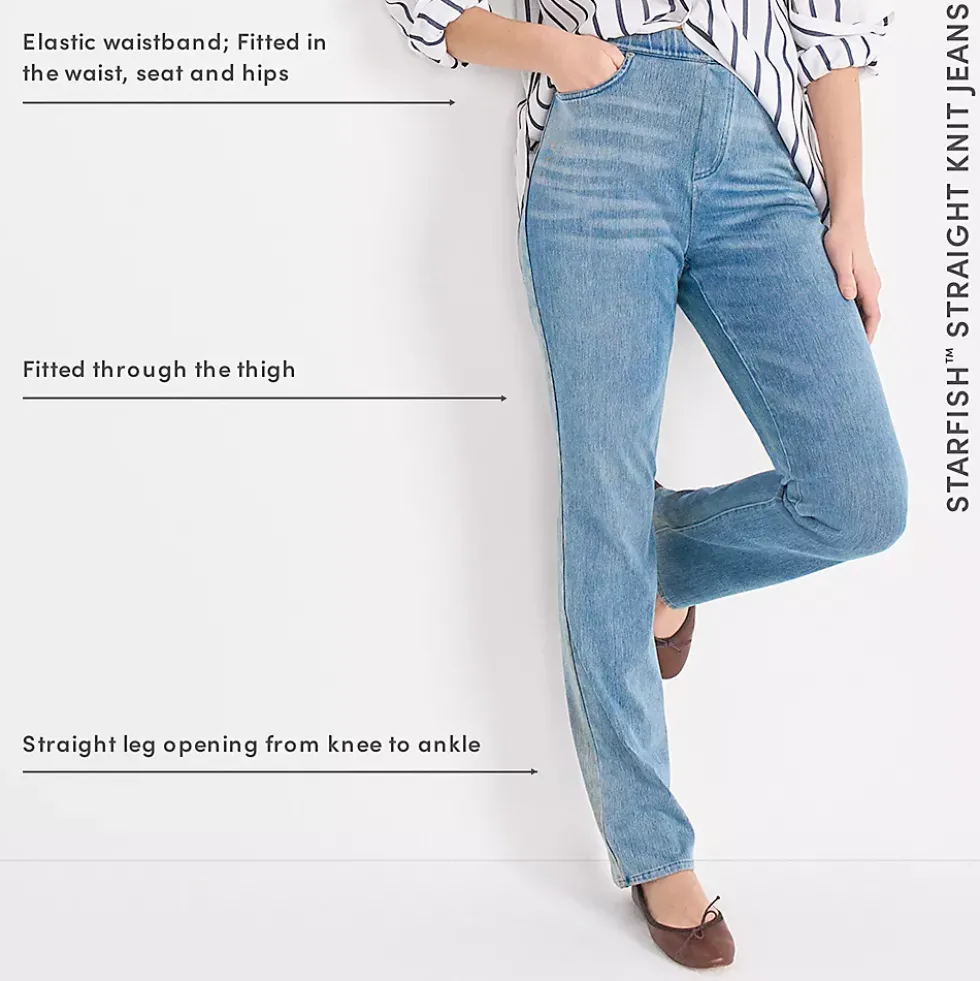 Women's Starfish High Rise Knit Denim Straight Jeans